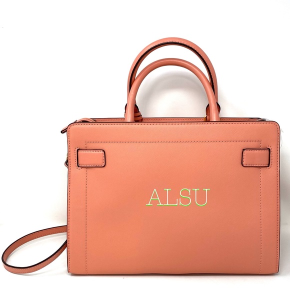 Michael Kors Rainer Medium Leather Satchel Peach - Picture 6 of 11